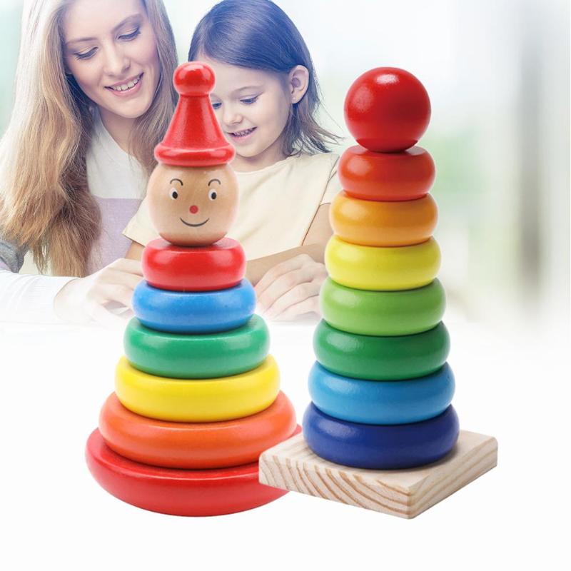 Rainbow Stacking Tower - Wooden Learning Blocks