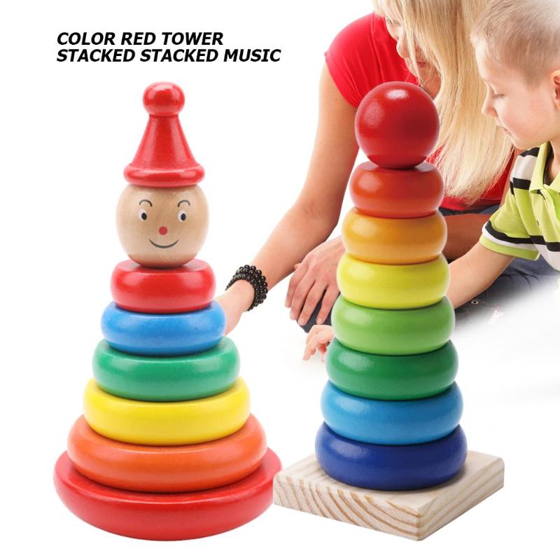 Rainbow Stacking Tower - Wooden Learning Blocks - Image 2